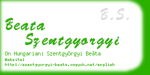 beata szentgyorgyi business card